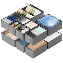 Load image into Gallery viewer, SpaceAid Drawer Organizer Clothes, 12 Pack Dresser Organizer Bins for Nursery, Closet Organization and Storage Dividers for Clothing, Baby Clothes, Underwears, Socks (Black)