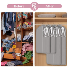 Load image into Gallery viewer, 4 Pack 43’’ Gray Garment Bags for Hanging Clothes Storage Travel, Clear Dress Bags for Gowns Long, Suit Bags for Closet Storage