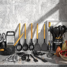Load image into Gallery viewer, Umite Chef Silicone Kitchen Utensil Set, 34PCS Heat Resistant Kitchen Gadgets and Tools With Grater, Wood Handles for Nonstick Cookware