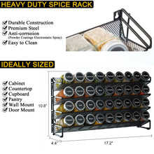 Load image into Gallery viewer, SpaceAid Spice Rack Organizer with 28 Spice Jars, 386 Spice Labels, Chalk Marker and Funnel Set for Cabinet, Countertop, Pantry, Cupboard or Door &amp; Wall Mount - 28 Jars, 13.4&quot; W × 10.8&quot; H, Black