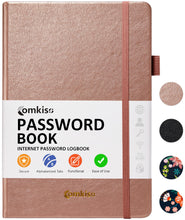 Load image into Gallery viewer, Comkiso Password Book with Individual Alphabetical Tabs Laminated, Large Print Password Keeper Book for Seniors, A5 Hardcover Internet Password Log Book to Record Website Login Details - Bloom