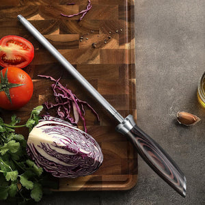 Honing Rod,10 Inch Professional Kitchen Knife Sharpener Rod, Japanese High Carbon Knife Sharpening Steel with Ergonomic Pakkawood Handle, Ideal for All Chef Knives