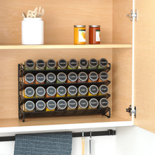 Load image into Gallery viewer, SpaceAid Spice Rack Organizer with 28 Spice Jars, 386 Spice Labels, Chalk Marker and Funnel Set for Cabinet, Countertop, Pantry, Cupboard or Door &amp; Wall Mount - 28 Jars, 13.4&quot; W × 10.8&quot; H, Black