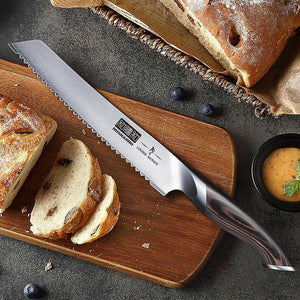 Bread Knife 10 inch, Japanese High Carbon Stainless Steel Serrated Bread Knives, Professional Bread Cutting Knife for Homemade Bread