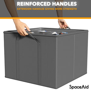 SpaceAid Shoe Organizer for Closet, 2 Pack Foldable Shoe Storage Containers Baskets Boxes Bins w/Adjustable Dividers, Fits 16-32 Pairs, Black