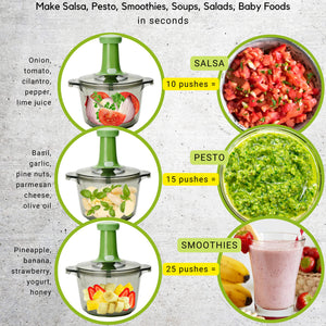 Brieftons Express Manual Food Chopper: 6.8-Cup, Hand Chopper Vegetable Cutter to Chop Veggies, Fruits, Herbs, Garlic Onion Chopper for Salsa, Salad, Pesto, Hummus, Guacamole, Coleslaw, Indian Cooking
