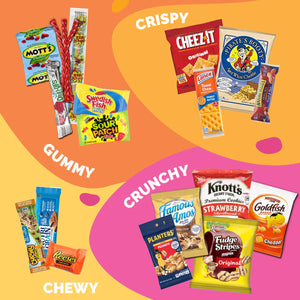 Snack Box Variety Pack (40 Count) Father's Day Candy Gift Basket - College Student Care Package, Prime Food Arrangement Chips, Cookies, Bar's - Easter, Birthday Treat for Women, Men, Adults, Teens, Kids