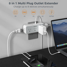 Load image into Gallery viewer, Multi Plug Outlet Extender, TESSAN Surge Protector Wall Plug Splitter with 5 Electrical Outlet Expander, Multiple Plug Adapter for Travel Home Office