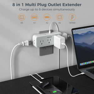 Multi Plug Outlet Extender, TESSAN Surge Protector Wall Plug Splitter with 5 Electrical Outlet Expander, Multiple Plug Adapter for Travel Home Office