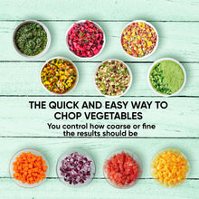 Load image into Gallery viewer, Brieftons Express Manual Food Chopper: 6.8-Cup, Hand Chopper Vegetable Cutter to Chop Veggies, Fruits, Herbs, Garlic Onion Chopper for Salsa, Salad, Pesto, Hummus, Guacamole, Coleslaw, Indian Cooking