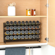Load image into Gallery viewer, SpaceAid Spice Rack Organizer with 28 Spice Jars, 386 Spice Labels, Chalk Marker and Funnel Set for Cabinet, Countertop, Pantry, Cupboard or Door &amp; Wall Mount - 28 Jars, 13.4&quot; W × 10.8&quot; H, Black