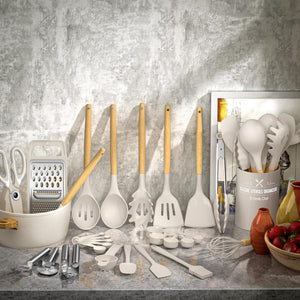 Umite Chef Mixing Bowls with Airtight Lids Set with Grater Attachments Silicone Kitchen Utensil Set