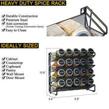 Load image into Gallery viewer, SpaceAid Spice Rack Organizer with 28 Spice Jars, 386 Spice Labels, Chalk Marker and Funnel Set for Cabinet, Countertop, Pantry, Cupboard or Door &amp; Wall Mount - 28 Jars, 13.4&quot; W × 10.8&quot; H, Black