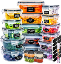 Load image into Gallery viewer, 50-Piece Plastic Food Storage Containers with Lids (24 Containers &amp; 24 Lids) - Leakproof, BPA-Free, Meal Prep Containers, Reusable Lunch Storage Set for Kitchen Organization (Pack of 50)