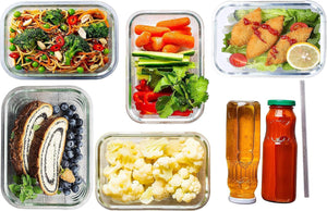 Brieftons Glass Water Bottles (Pack of 6) & Borosilicate Glass Containers (Pack of 5)