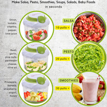 Load image into Gallery viewer, Brieftons QuickPull Manual Food Chopper: Large 4-Cup Powerful Hand Pull Chopper/Mincer/Mixer Blender to Chop Onion, Garlic, Vegetables, Fruits, Herbs for Salsa, Salad, Pesto, Puree, Indian Cooking