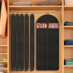 4 Pack 61'' Garment Bags for Hanging Clothes Storage, Travel, Clear Dress Bags for Gowns Long, Suit Bags for Closet Storage, Grey