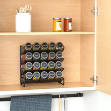 Load image into Gallery viewer, SpaceAid Spice Rack Organizer with 28 Spice Jars, 386 Spice Labels, Chalk Marker and Funnel Set for Cabinet, Countertop, Pantry, Cupboard or Door &amp; Wall Mount - 28 Jars, 13.4&quot; W × 10.8&quot; H, Black