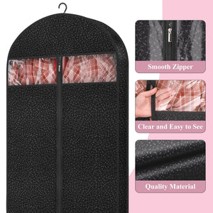 1 Pack 42’’ Garment Bags for Hanging Clothes Storage, Travel, Clear Dress Bags for Gowns Long, Suit Bags for Closet Storage, Black