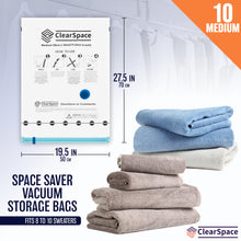 Load image into Gallery viewer, Vacuum Seal Bags for Clothing Travel, 10 Jumbo - Space Saver Vacuum Storage Bags, Blanket &amp; Clothes Storage Bags Vacuum Sealed – Hand Pump Included, Bolsas Para Guardar Ropa Al Vacío