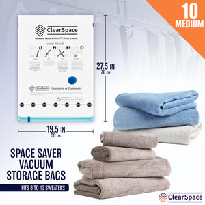 Vacuum Seal Bags for Clothing Travel, 10 Jumbo - Space Saver Vacuum Storage Bags, Blanket & Clothes Storage Bags Vacuum Sealed – Hand Pump Included, Bolsas Para Guardar Ropa Al Vacío
