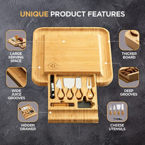 Charcuterie Board Gift Set - Bamboo Cheese Board and Knife Set - Housewarming Gifts for New Home, Wedding Gifts for Couples 2025, Bridal Shower Gifts, Birthday Gifts for Women