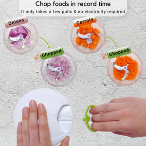 Brieftons QuickPull Manual Food Chopper: Large 4-Cup Powerful Hand Pull Chopper/Mincer/Mixer Blender to Chop Onion, Garlic, Vegetables, Fruits, Herbs for Salsa, Salad, Pesto, Puree, Indian Cooking