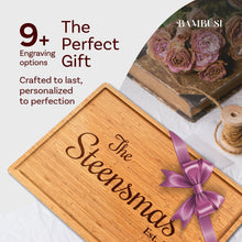 Load image into Gallery viewer, Personalized Cutting Board - Custom Bamboo Engraved Charcuterie Boards - Best Gift for Wedding, Bridal Shower, Engagement, Anniversary, Housewarming - Gift Idea for Couples, Parents, Family