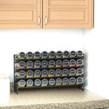 Load image into Gallery viewer, SpaceAid Spice Rack Organizer with 28 Spice Jars, 386 Spice Labels, Chalk Marker and Funnel Set for Cabinet, Countertop, Pantry, Cupboard or Door &amp; Wall Mount - 28 Jars, 13.4&quot; W × 10.8&quot; H, Black