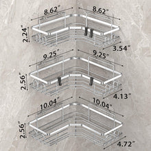 Load image into Gallery viewer, 3 Pack Corner Shower Caddy Organizer Shelf with Hooks, Black Bathroom Shelves Storage Organization