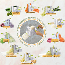 Load image into Gallery viewer, Brieftons 5-Blade Vegetable Spiralizer: Strongest-Heaviest Spiral Slicer, Best Veggie Pasta Spaghetti Maker for Low Carb/Paleo/Gluten-Free/Vegan Meals, With Extra Blade Caddy, 4 Recipe Ebooks