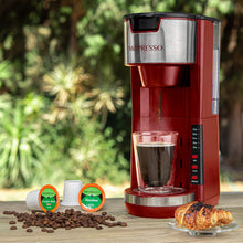 Load image into Gallery viewer, Mixpresso Single Serve Coffee Brewer K-Cup Pods Compatible &amp; Ground Coffee, 30 oz Compact Coffee Maker Single Serve With 5 Brew Sizes Up To 14 Oz, Fits Travel Mug, Adjustable Drip Tray, Black
