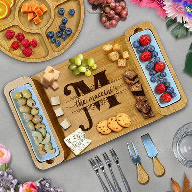 Bambüsi Charcuterie Board Gift Set - Cheese Board & Serving Tray - Bamboo Charcuterie Boards - Gifts for Women - Housewarming Gifts for New Home, Mothers Day and Wedding Gifts for Couples 2025