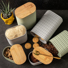 Load image into Gallery viewer, Mixpresso 3 Pcs Olive Green Canisters Sets For The Kitchen, Airtight Plastic Canister With Bamboo Lid, Coffee And Sugar Canister Set, Decorative Sugar Container, Kitchen Decor For Counter