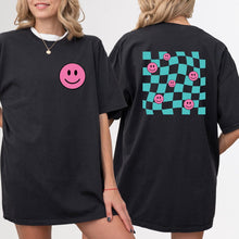 Load image into Gallery viewer, Checkered Smile Face Smiley Happy Face Smile Cute Checkered Retro Smil