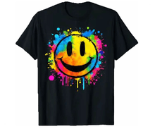 Load image into Gallery viewer, Cute Paint Splash Happy Smile Face 70S Tie Dye Smiling Funny Shirt