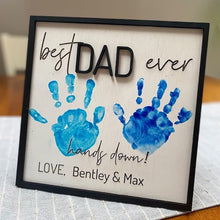 Load image into Gallery viewer, DIY Handprint Wooden Plaque Kit, Personalized Fingerprint Craft for Fa