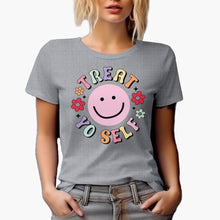 Load image into Gallery viewer, Treat Yo Self with a Happy or Smiling Face and Flowers Art Merch Gift,