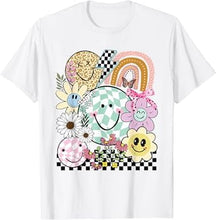 Load image into Gallery viewer, Funny Checkered Happy Smiling Smile Face Daisy Flower Girl T-Shirt