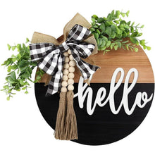 Load image into Gallery viewer, Hello Door Sign - Round Welcome Sign for Front Door, Welcome Wreath Si