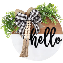 Load image into Gallery viewer, Hello Door Sign - Round Welcome Sign for Front Door, Welcome Wreath Si