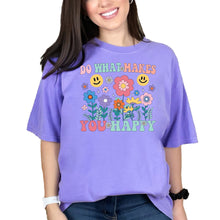 Load image into Gallery viewer, Inspirational Graphic Tee, Do What Makes You Happy Shirt, Colorful Flo