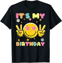 Load image into Gallery viewer, Its My Birthday Smile Happy Peace Retro Groovy Women Men Kid T-Shirt