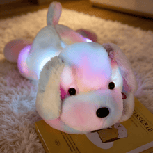 Load image into Gallery viewer, Rainbow Glowing Lying Puppy Plush Toy, Soft Gradient Color Stuffed Dog