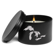 Load image into Gallery viewer, Scented Candle Gift 8oz with Lid Great Lakes Michigan (Black, Lavender