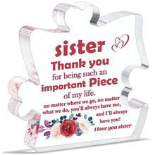 Load image into Gallery viewer, Youersen Sister Birthday Gift, Puzzle-Shaped Plaque for Thanksgiving,