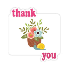 Load image into Gallery viewer, Snail Flower Pot Red Blue Thank You Stickers Quote Grateful
