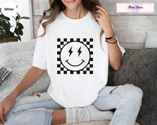 Load image into Gallery viewer, Tee Clo Retro Checkered Smile Face Shirt, Happy Smiley Tee All Size S-