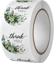 Load image into Gallery viewer, Thank You Stickers - Green Leaf Elegant Designs for Gifts, Packaging,
