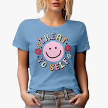 Load image into Gallery viewer, Treat Yo Self with a Happy or Smiling Face and Flowers Art Merch Gift,